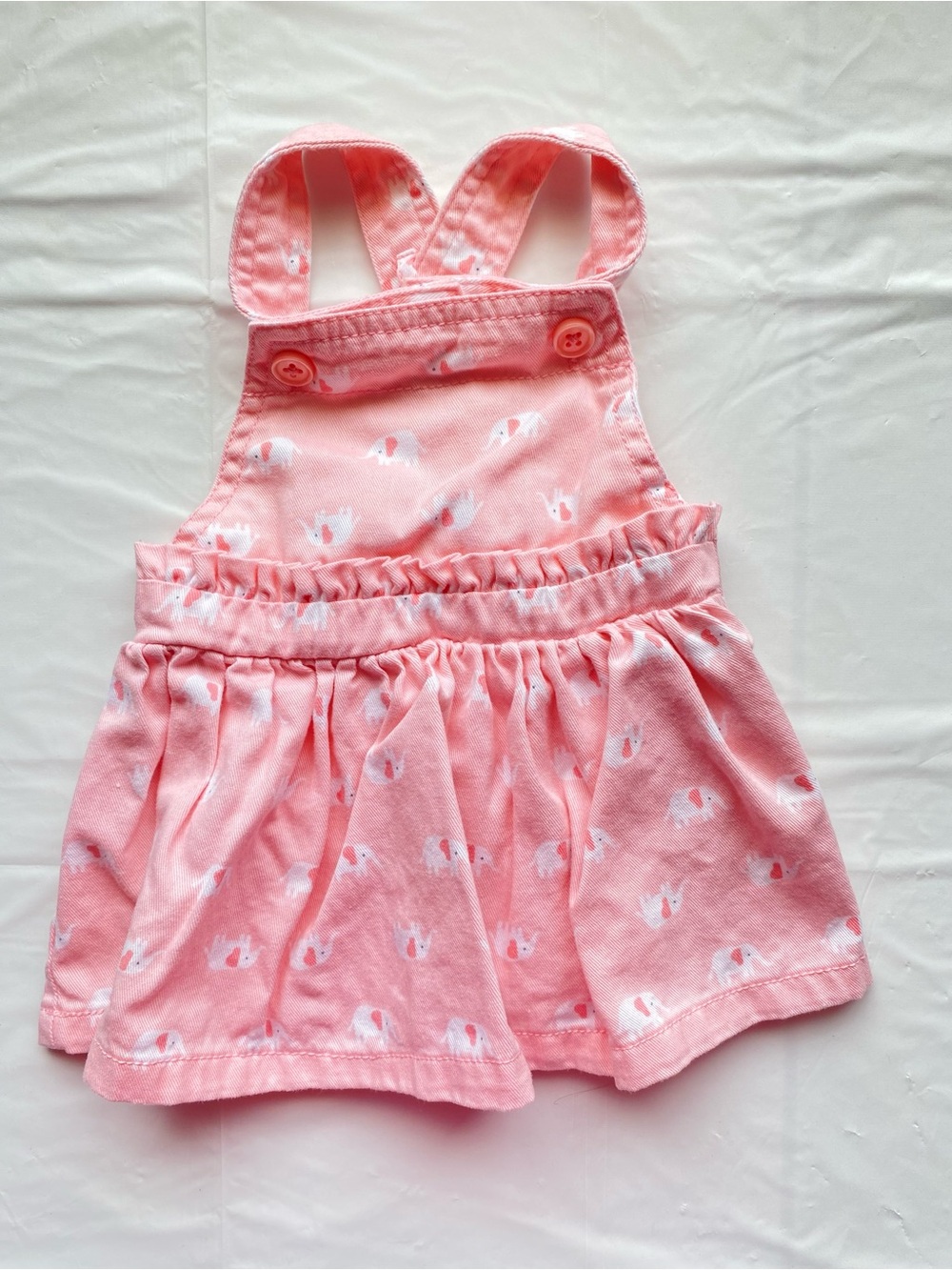 Carter's Baby Girl Pink Elephant Denim Overall Dress Jumper Skirt NB 3M